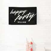 Persoonlijke moderne script zwarte 40e verjaardag spandoek (Insitu)