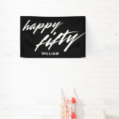 Persoonlijke moderne script zwarte 50e verjaardag spandoek (Insitu)