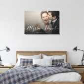 Persoonlijke moderne scriptnamen trouwfoto canvas afdruk (Insitu (Slaapkamer))