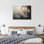 Persoonlijke moderne scriptnamen trouwfoto canvas afdruk (Insitu (Slaapkamer))