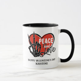 Persoonlijke Moderne Skelet Hand Vrede en Liefde  Mok