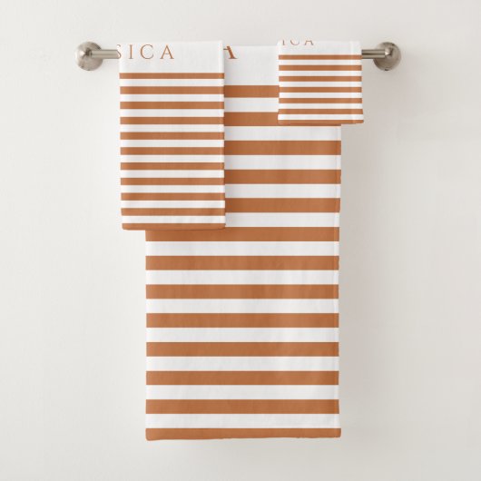 Persoonlijke Moderne Terracotta Strepen Bad Handdoek (Insitu)