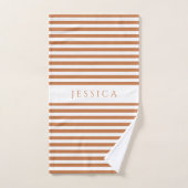 Persoonlijke Moderne Terracotta Strepen Bad Handdoek (Handdoek)