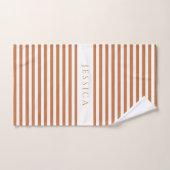 Persoonlijke Moderne Terracotta Strepen Bad Handdoek (Handdoek)
