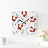 Persoonlijke moderne vos houtland patroon baby jon vierkante klok (Huis)