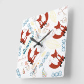 Persoonlijke moderne vos houtland patroon baby jon vierkante klok (Hoek)