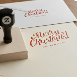 Persoonlijke moderne vrolijk kerstfeest gezinsstem rubberstempel
