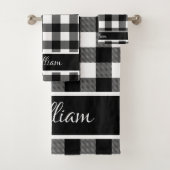 Persoonlijke moderne zwart-wit Buffalo-ruten Bad Handdoek (Insitu)