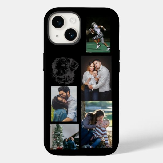 Persoonlijke moderne zwarte 6 foto collage Case-Mate iPhone case (Achterkant)