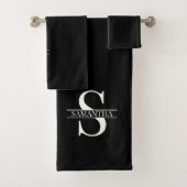 Persoonlijke moderne zwarte en witte monogram bad handdoek (Insitu)