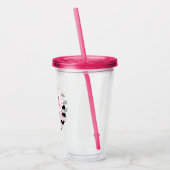 Persoonlijke moderne zwarte strepe roze flamingo acryl drinkbeker (Links)