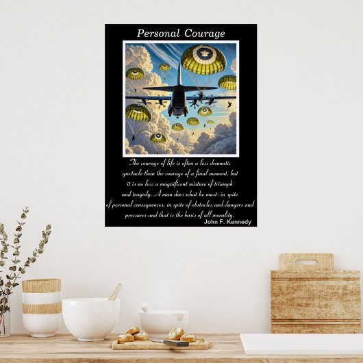 Persoonlijke moed: naar beneden drijven poster (Keuken)