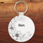 Persoonlijke Moeder Bloem Charm Sleutelhanger (Voorkant)