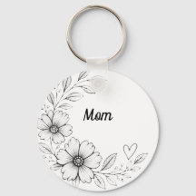 Persoonlijke Moeder Bloem Charm Sleutelhanger