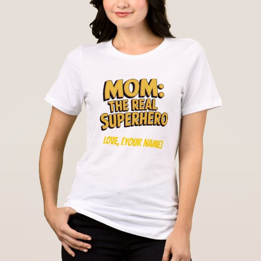 Persoonlijke Moeder De Echte Superheld Moederdag Tri-Blend Shirt (Voorkant)