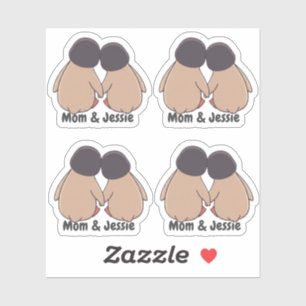 Persoonlijke Moeder & Dochter Cute Pinguïn Sticker