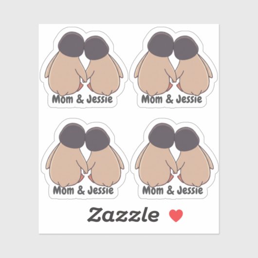 Persoonlijke Moeder & Dochter Cute Pinguïn Sticker (Vel)