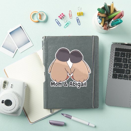 Persoonlijke Moeder & Dochter Cute Pinguïn Sticker (iPad Cover)