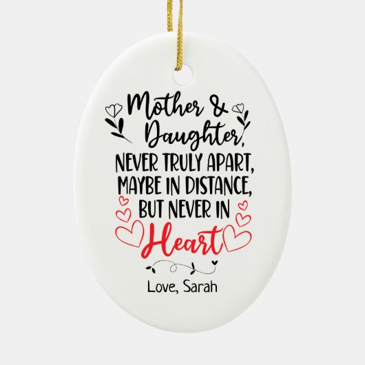 Persoonlijke moeder- en dochterafstand keramisch ornament (Achterkant)