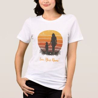 Persoonlijke moeder en kind zonsondergang silhouet Tri-Blend shirt