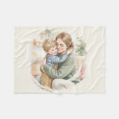 Persoonlijke moeder knuffelt zoon waterverf  fleece deken (Voorkant (Horizontaal))