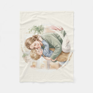 Persoonlijke moeder knuffelt zoon waterverf fleece deken