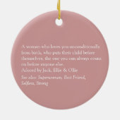 Persoonlijke Moeder Moeder Definitie Stof Roze Roz Keramisch Ornament (Achterkant)