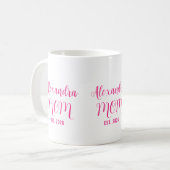 Persoonlijke Moeder Naam Gevestigd Roze Script  Koffiemok (Voorkant links)