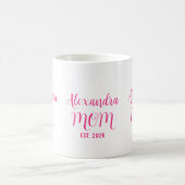 Persoonlijke Moeder Naam Gevestigd Roze Script  Koffiemok (Center)