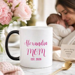 Persoonlijke Moeder Naam Gevestigd Roze Script  Magische Mok