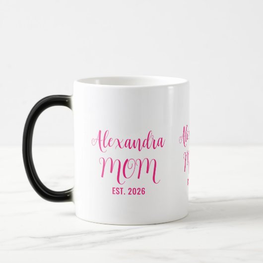 Persoonlijke Moeder Naam Gevestigd Roze Script Magische Mok (Links)