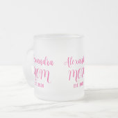 Persoonlijke Moeder Naam Gevestigd Roze Script  Matglas Koffiemok (Voorkant links)