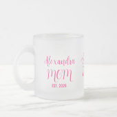 Persoonlijke Moeder Naam Gevestigd Roze Script  Matglas Koffiemok (Links)