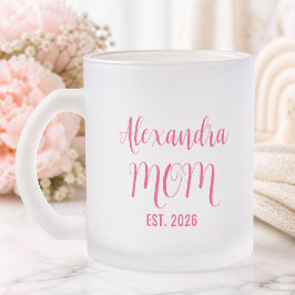 Persoonlijke Moeder Naam Gevestigd Roze Script  Matglas Koffiemok