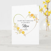 Persoonlijke Moeder Naam Moederdag Bloemhart Kaart (Gele Bloem)