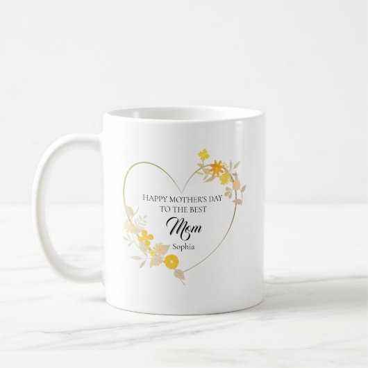 Persoonlijke Moeder Naam Moederdag Bloemhart Koffiemok (Links)
