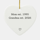 Persoonlijke 'Moeder naar oma' hart Keramisch Ornament (Achterkant)