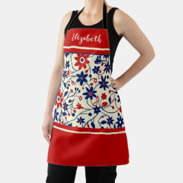 Persoonlijke Moeder Rood Wit Blauw Bloemig Schort