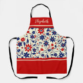 Persoonlijke Moeder Rood Wit Blauw Bloemig Schort (Voorkant)