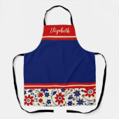 Persoonlijke Moeder Rood Wit Blauw Bloemmotief Schort (Voorkant)