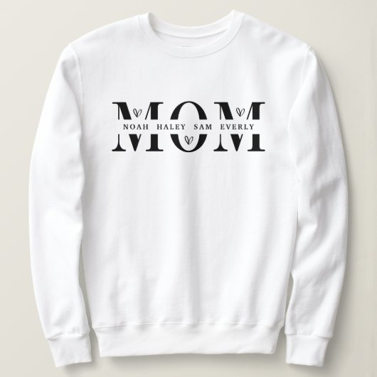 Persoonlijke moeder sweatshirt met namen van kinde (Design voorkant)