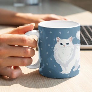 Persoonlijke Moeder van een Langharige Witte Kat Koffiemok