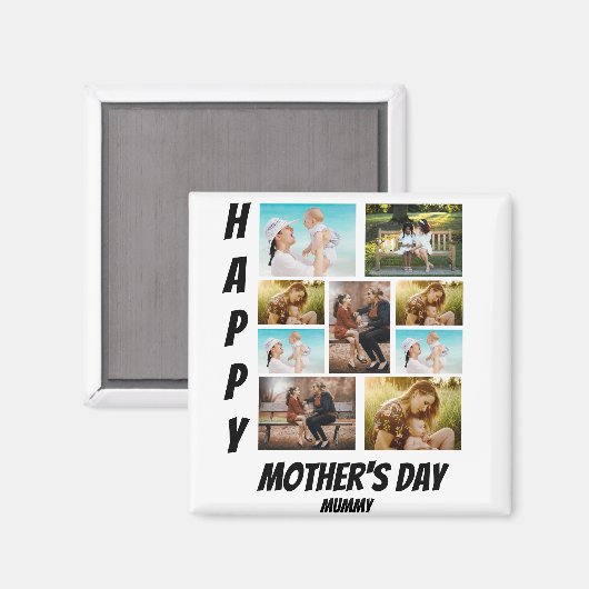 Persoonlijke Moederdag 9 Foto-collage Magneet (Voorkant / Achterkant)