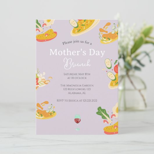 Persoonlijke Moederdag Brunch | Voedselthema Kaart (Staand voorkant)