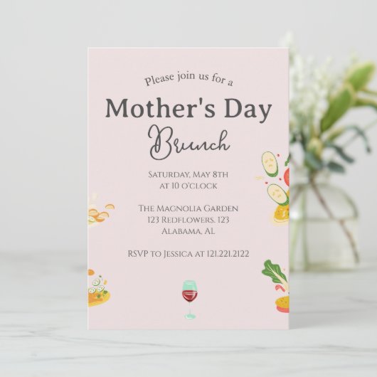Persoonlijke Moederdag Brunch | Voedselthema Kaart (Staand voorkant)