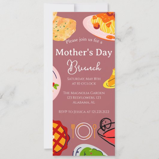 Persoonlijke Moederdag Brunch | Voedselthema Kaart (Voorkant)