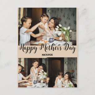 Persoonlijke moederdag, drie foto-collage cadeau feestdagenkaart