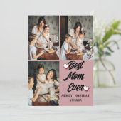 Persoonlijke moederdag, drie foto-collage cadeau kaart (Staand voorkant)