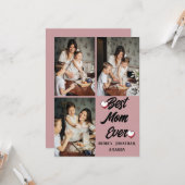 Persoonlijke moederdag, drie foto-collage cadeau kaart (Voorkant / Achterkant in situ)