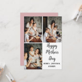 Persoonlijke moederdag, drie foto-collage cadeau kaart (Voorkant / Achterkant in situ)